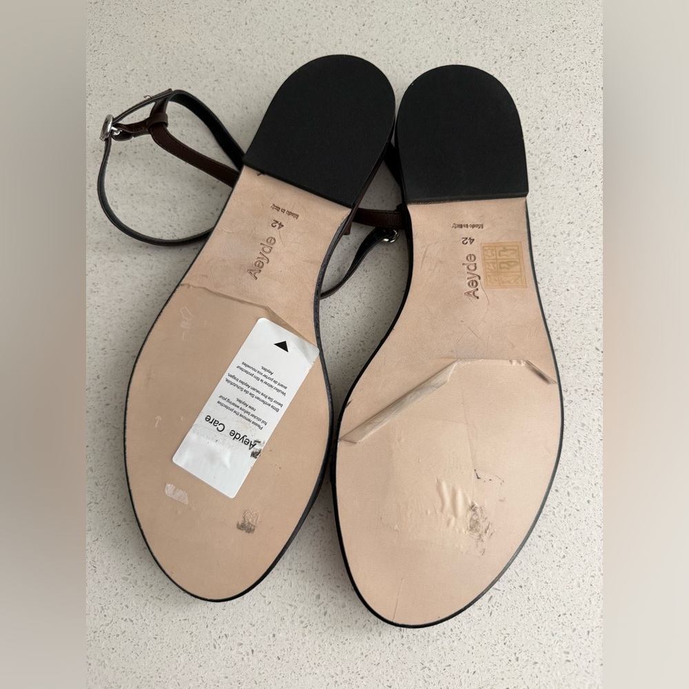 Aeyde Nettie Quarter Strap Brown Leather Sandals Women’s Size 12 - Picture 6 of 6